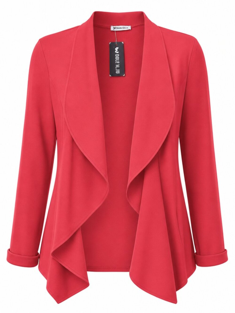 Doublju Red Office Career NWT 2X Waterfall Front Blazer